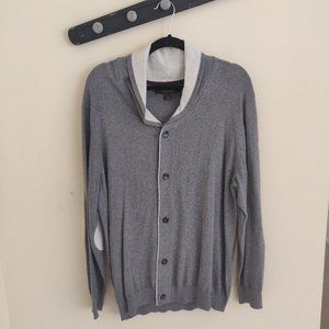 Tasso Elba Mens Gray Cardigan Elbow Patches